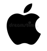 Apple's logo, which is a gray rectangle with the word 'Apple' in white letters.