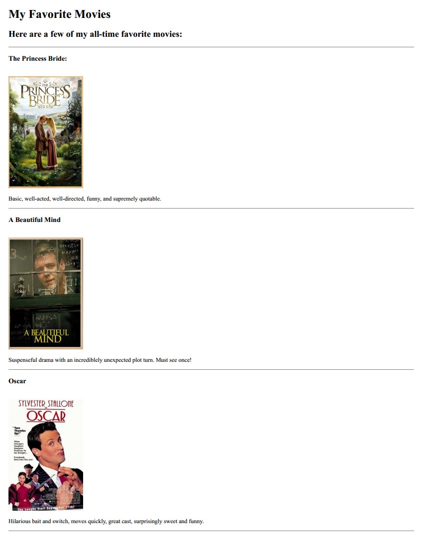 A site showing my favorite movies.